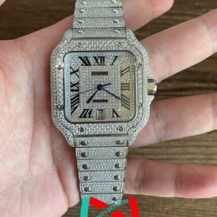 Cartier Santos moissanite 35.1mm/39.8mm